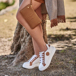 Scarpe sportive donna 6073 bianco+camello lifestyle