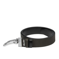 Cintura uomo 71b bicolore nero lucido+caffè