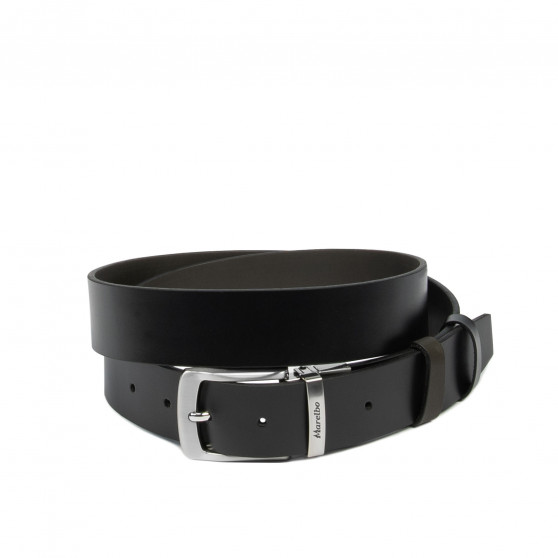 Cintura uomo 71b bicolore nero lucido+caffè