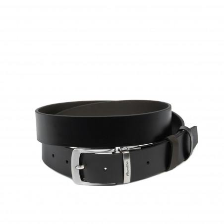Cintura uomo 71b bicolore nero lucido+caffè