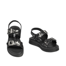 Sandali per bambini piccoli 81c nero+argento