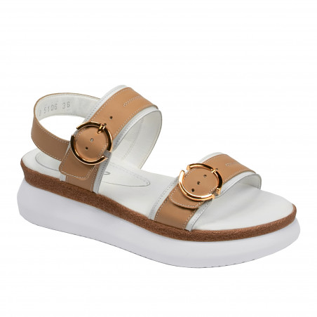 Sandali donna 5106 bianco+marrone