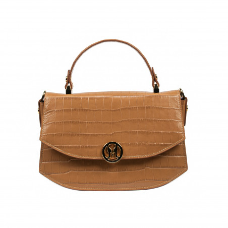 Borsa donna a mano 023g coccodrillo marrone