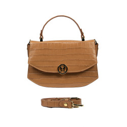 Borsa donna a mano 023g coccodrillo marrone