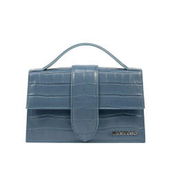 Borsa da donna a tracolla 028g 01 coccodrillo blu