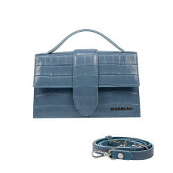 Borsa da donna a tracolla 028g 01 coccodrillo blu