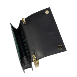Borsa donna a tracolla 029g coccodrillo verniciato nero