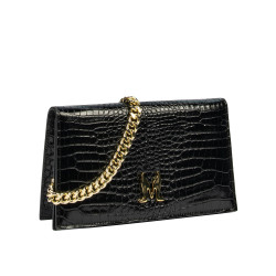 Borsa donna a tracolla 029g coccodrillo verniciato nero