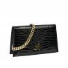 Borsa donna a tracolla 029g coccodrillo verniciato nero