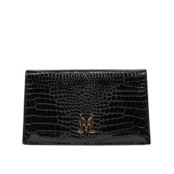 Borsa donna a tracolla 029g coccodrillo verniciato nero