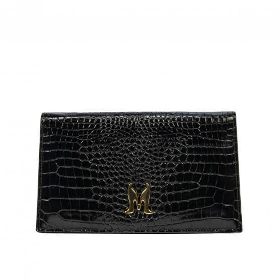 Borsa donna a tracolla 029g coccodrillo verniciato nero