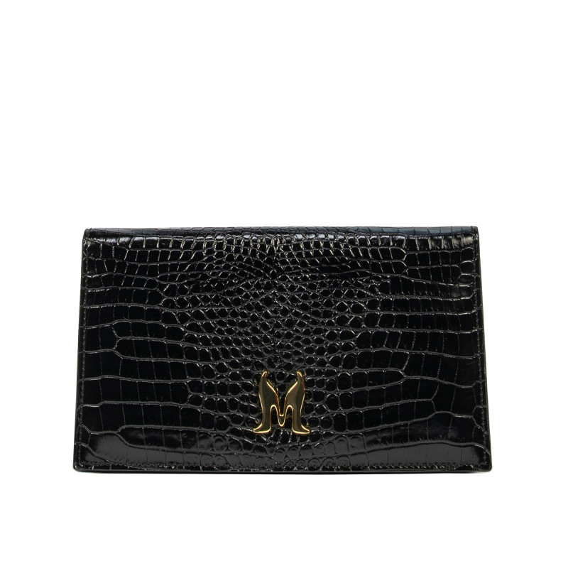 Borsa donna a tracolla 029g coccodrillo verniciato nero