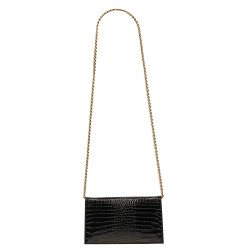 Borsa donna a tracolla 029g coccodrillo verniciato nero