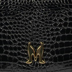 Borsa donna a tracolla 029g coccodrillo verniciato nero