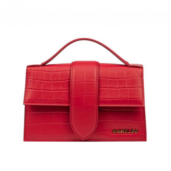 Borsa da donna a tracolla 028g coccodrillo rosso