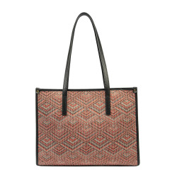 Borsa da spiaggia da donna 031-1g motivo rosa combinato