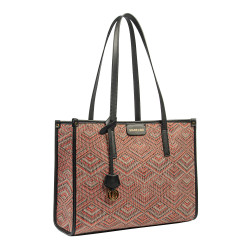 Borsa da spiaggia da donna 031-1g motivo rosa combinato