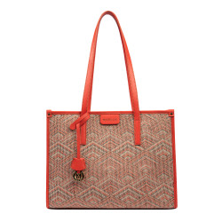 Borsa da spiaggia donna 031-1g motivo rosa combinato+arancione