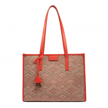 Borsa da spiaggia donna 031-1g motivo rosa combinato+arancione