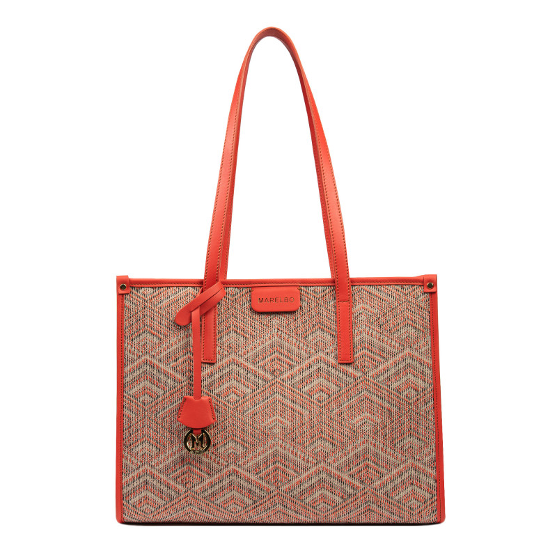 Borsa da spiaggia donna 031-1g motivo rosa combinato+arancione