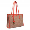 Borsa da spiaggia donna 031-1g motivo rosa combinato+arancione