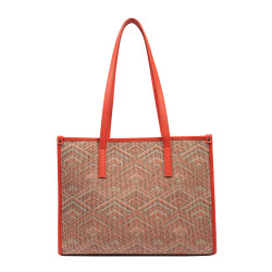 Borsa da spiaggia donna 031-1g motivo rosa combinato+arancione