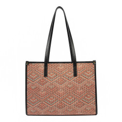 Borsa da spiaggia da donna 031g motivo rosa combinato