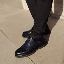 Scarpe eleganti uomo 972 vernice indaco combinato lifestyle