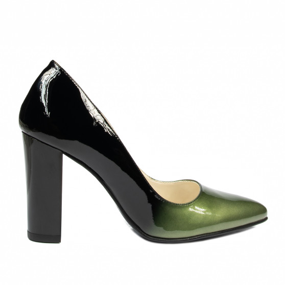 Scarpe eleganti da donna 1261 vernice verde+nero
