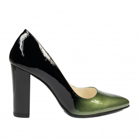 Scarpe eleganti da donna 1261 vernice verde+nero