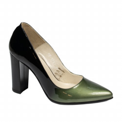 Scarpe eleganti da donna 1261 vernice verde+nero