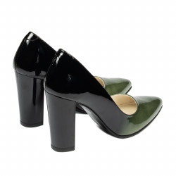 Scarpe eleganti da donna 1261 vernice verde+nero