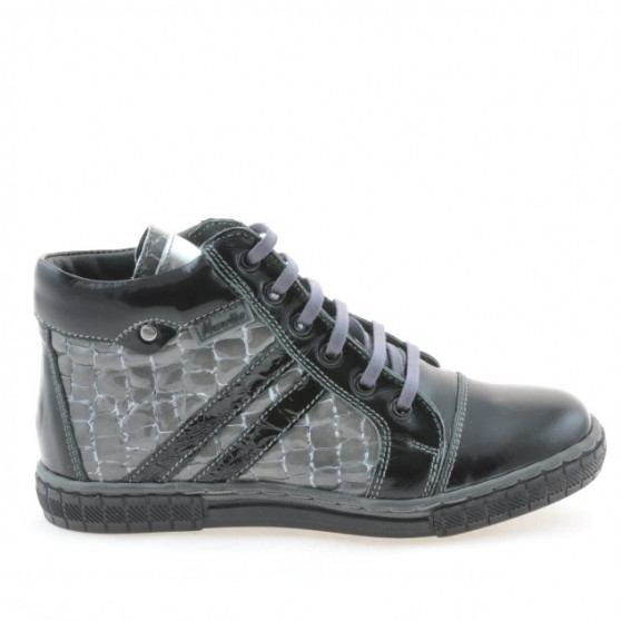 Stivaletti bambini 3213 vernice nera+grigio
