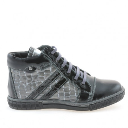 Stivaletti bambini 3213 vernice nera+grigio