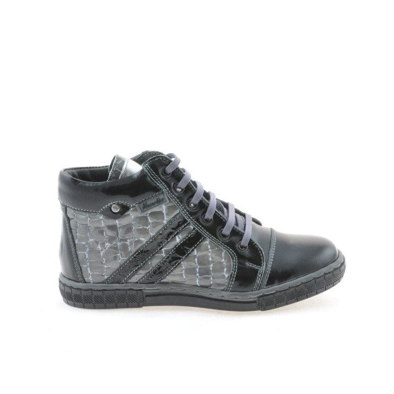 Stivaletti bambini 3213 vernice nera+grigio