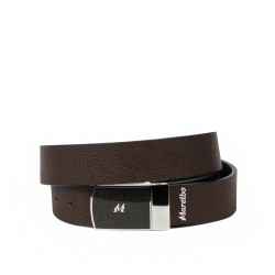 Cintura uomo 62b bicolore nero caviale+marrone caviale