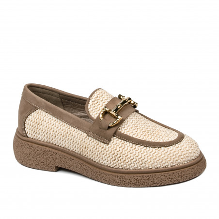 Scarpe casual donna 6092 rafia beige combinato