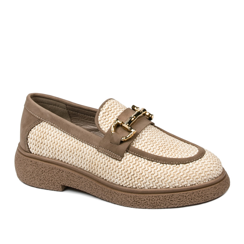Scarpe casual donna 6092 rafia beige combinato