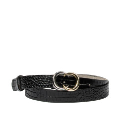 Cintura donna 37-1m coccodrillo vernice nero