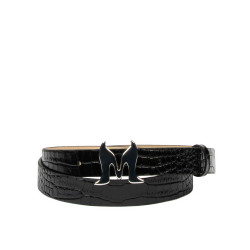 Cintura donna 41-1m coccodrillo lacca nera