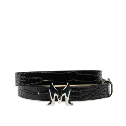 Cintura donna 41-1m coccodrillo lacca nera