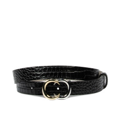 Cintura donna 37-1m coccodrillo vernice nero