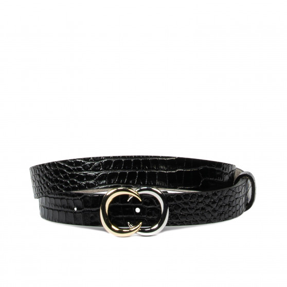 Cintura donna 37-1m coccodrillo vernice nero