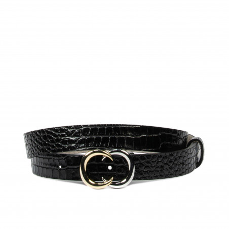Cintura donna 37-1m coccodrillo vernice nero