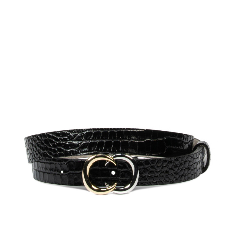 Cintura donna 37-1m coccodrillo vernice nero