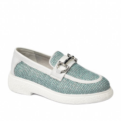 Scarpe casual donna 6092 rafia blu combinato