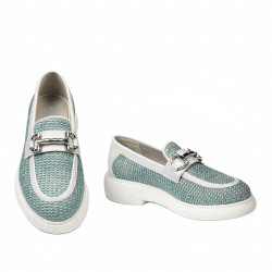 Scarpe casual donna 6092 rafia blu combinato