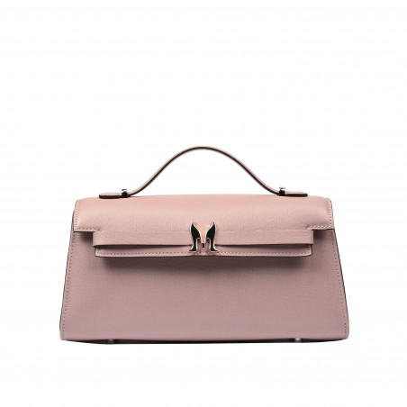 Borsa da donna a tracolla 041g 01 rosa cipria saffiano