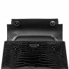 Borsa donna a spalla 041g 01 coccodrillo laccato nero