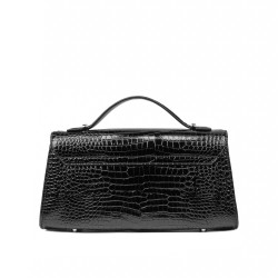 Borsa donna a spalla 041g 01 coccodrillo laccato nero